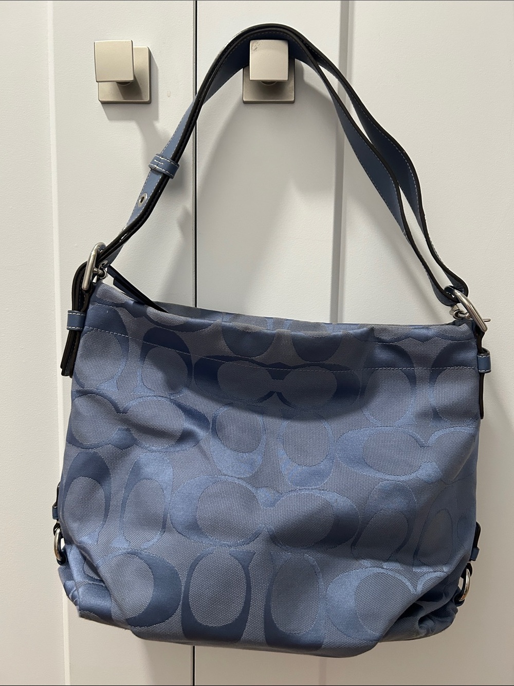 Coach Blue Signature Jacquard Shoulder Bag
